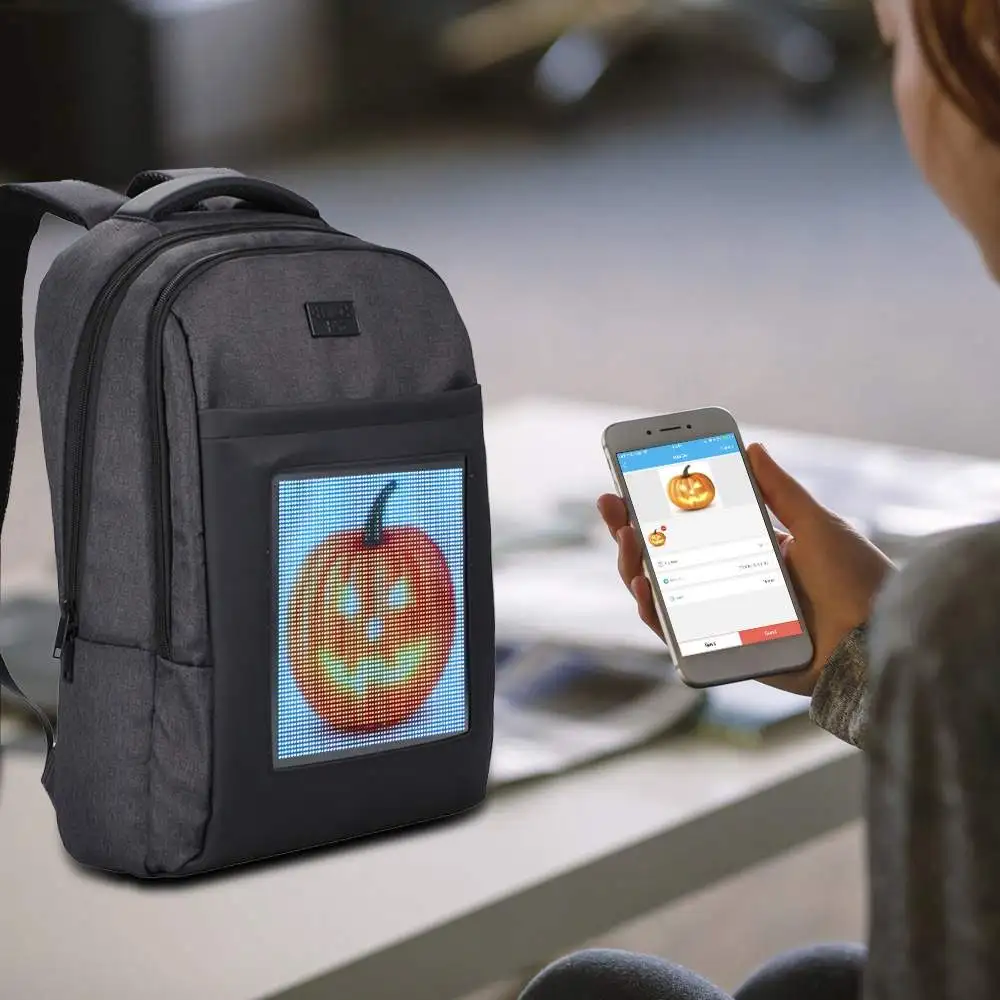 

Personality Dynamic LED Backpack with LED Display APP Control USB Rechargeable AD Backpack Cool Outdoor Mobile Billboard Compact