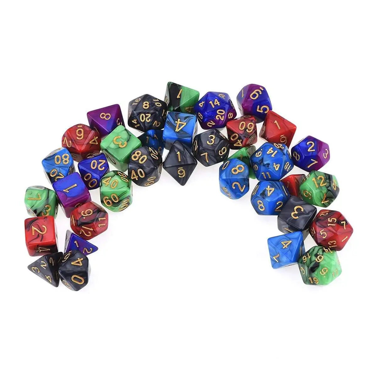 35 Pcs خلط Multisided النردات مجموعة DnD TRPG دور الألعاب أداة كيد الترفيه التعلم الرقمية النردات لعبة الدعائم مع حقيبة