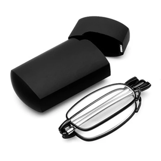 Portable 1 Pairs Of Compact Folding Reading Glasses With Mini Flip Top Carrying Case For Fashion 