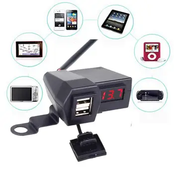 

2 In 1 3.1A Double USB Adapter Waterproof Motorcycle Charger Support Installation Cigarette Lighter With Switch Button