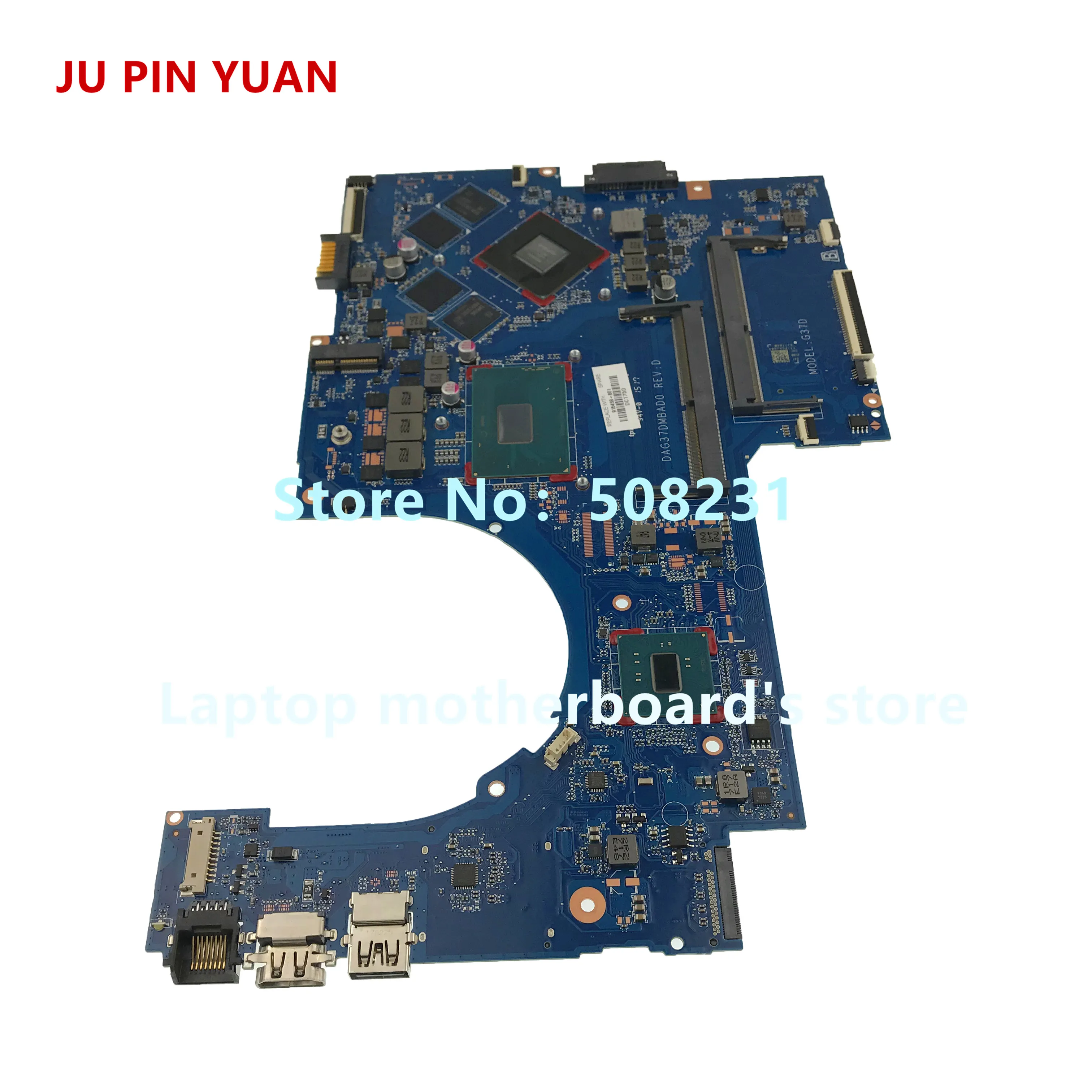 JU PIN YUAN 915468-601, 915468-001 DAG37DMBAD0 placa base de Computadora Portátil para presagio por ordenador portátil HP 17-W 17- AB Notebook PC 1050 2 GB i5-7300