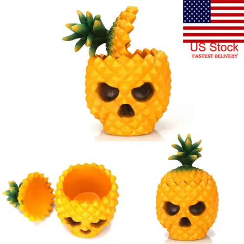 

US Hot Resin Pineapple Skull Desktop Storage Box Sundries Organizer Table Decor