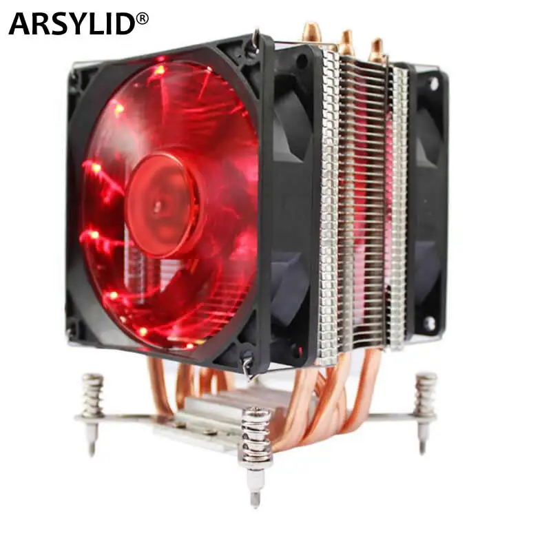 ARSYLID وحدة المعالجة المركزية برودة 6 أنابيب الحرارة المزدوجة مروحة 9 سنتيمتر 4pin PWM مروحة دعم إنتل LGA115x 1366 2011 TDP 130 W مروحة كاتمة للصوت X79 X99 X58