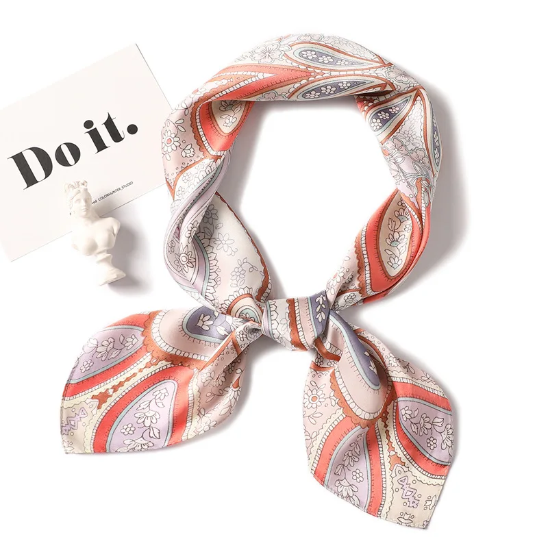 New Scarves Shawls Square Scarf Silk Feel Satin Head Neck High Quality Women Fashion Hair Tie Band Vintage 70*70cm Neckerchife