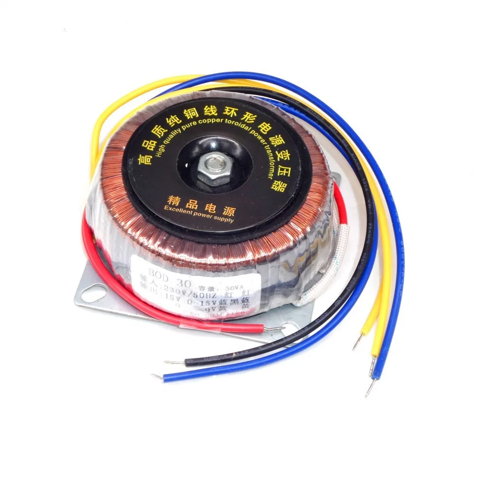 Transformador Audio Toroidal de Cobre para o Pré-amplificador a Placa do Dac 30av 30w Entrada 230v à C.a. 15v Dobro e Escolhe 9v o - Image 2