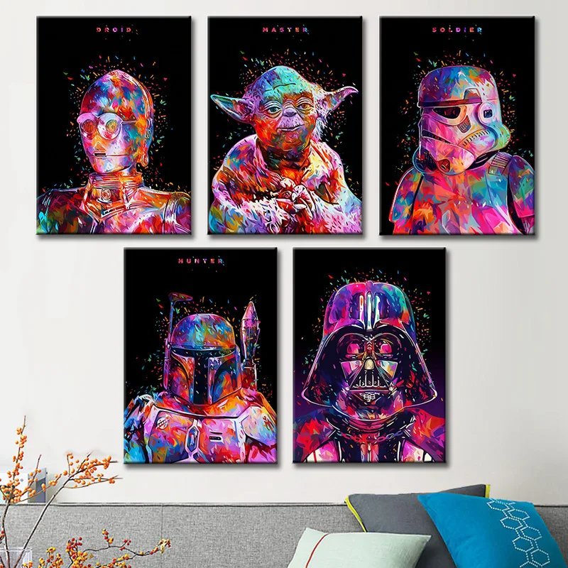 

Abstract Star Wars Movie Poster Wall Pictures for Living Room Canvas Art Painting Cuadros Decoracion Dormitorio Garden Decor