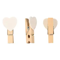 PPYY NEW-40 шт. Love Heart мини деревянные держатели для фото бумаги колышки для фотографий крафтовые Свадебные украшения-белый