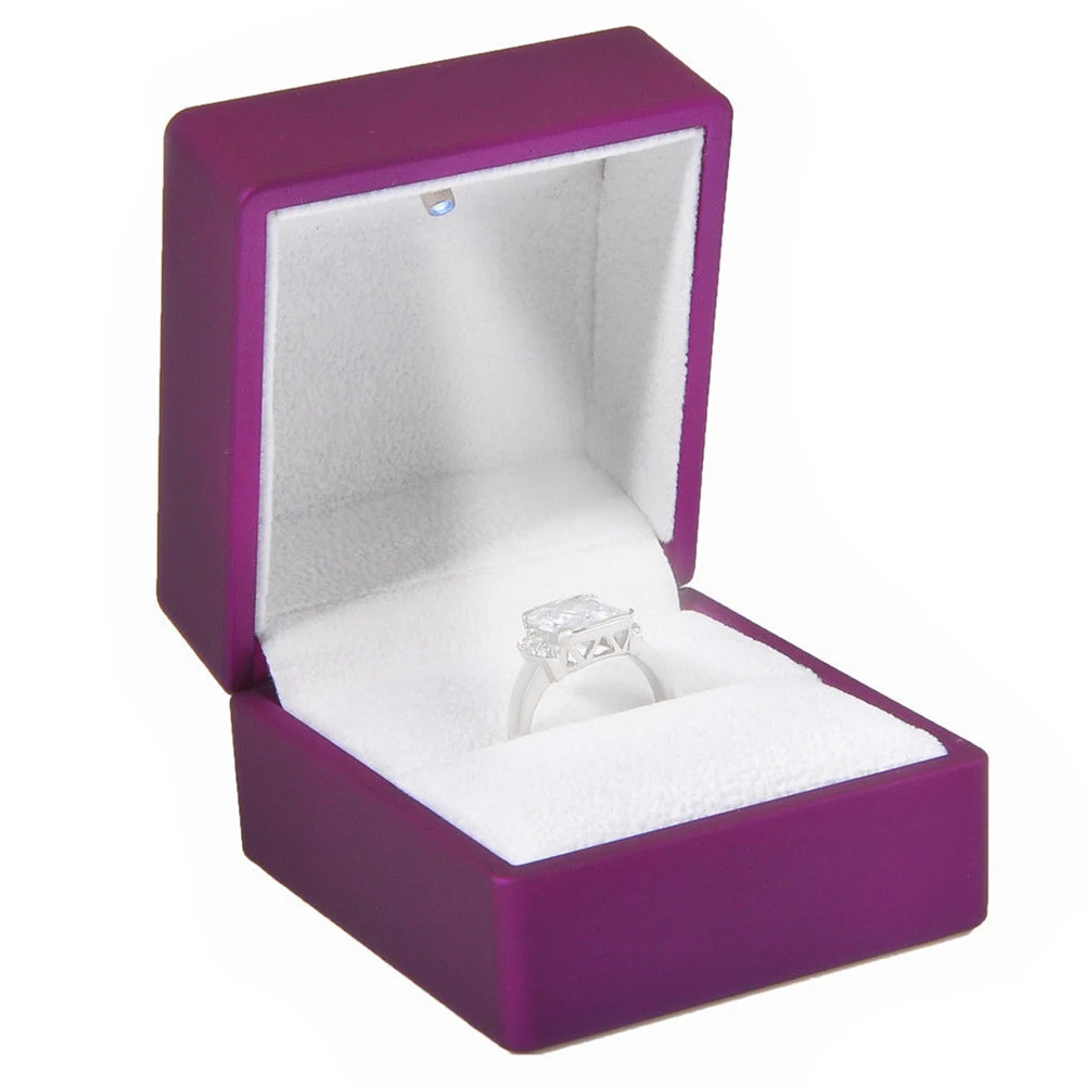

New LED Lighted Ring Gift Box Wedding Engagement Ring Gift Box Purple
