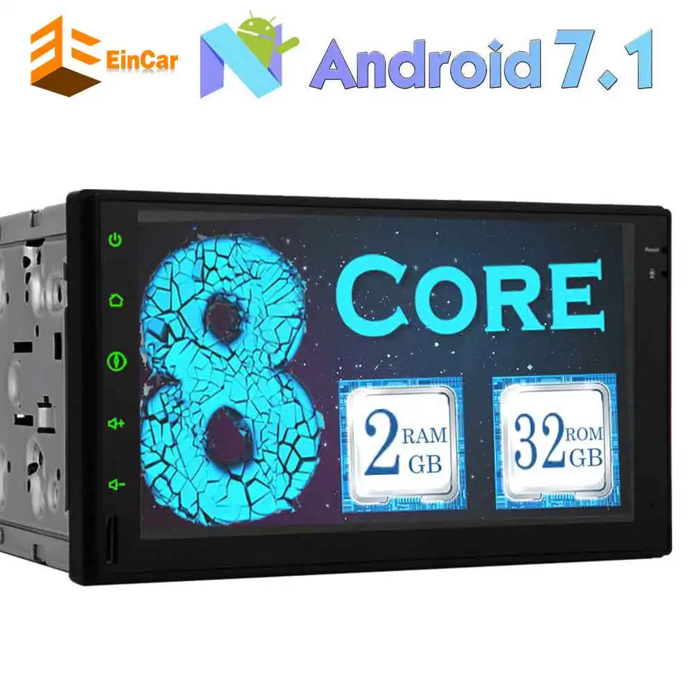 Excellent Developed Android 7.1 OS OCTA Core 7 inch in Dash 2Din Car Stereo Head Unit Deck GPS Navigation Car Stereo 1024*600 Touch Screen 2