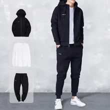 Повседневные мужские комплекты Hemiks, весенне-Осенние теплые костюмы из 3 предметов, топы с капюшоном на молнии, рубашки с длинными рукавами и повседневные штаны, мужские костюмы