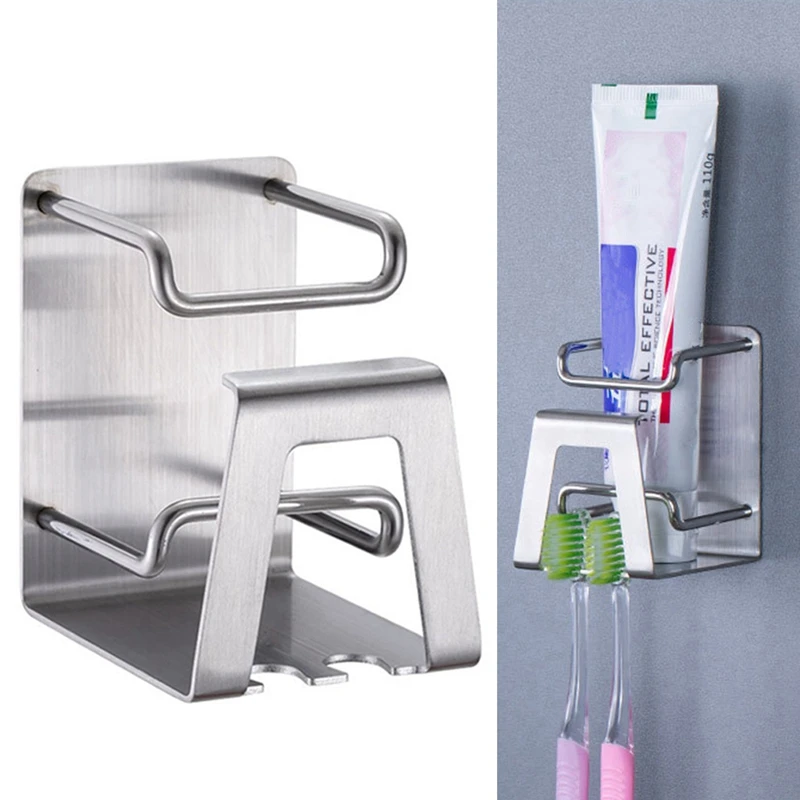 

Creative Stainless Steel Toothbrush Holder Wall Suction Bathroom Accessories Set Mug Toothbrush Toothpaste Holder