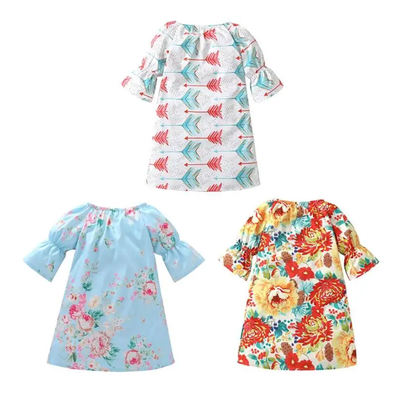 

Summer Girls Dress Kids Half Sleeve Colorful Arrows Casual Daily Clothing