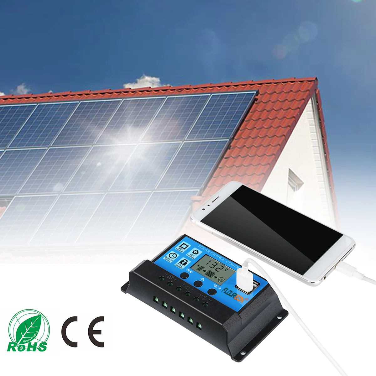 

FLOUREON 30A Solar Charge Controller Solar Panel Battery Intelligent Regulator
