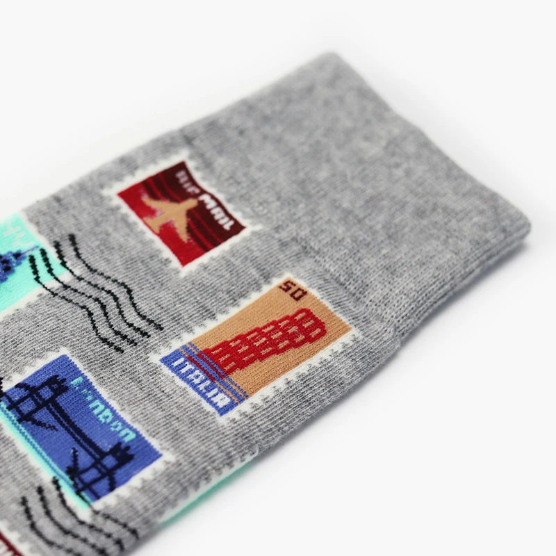 PEONFLY-Chaussettes en coton pour hommes, impression personnalisée, timbre montre, motif de grains de café, chaussettes de ventilation décontractées, mode