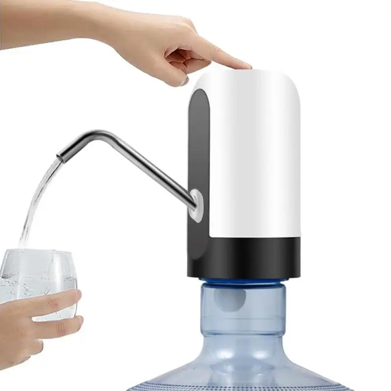 White Drinking Water Pump Dispenser Portable LED Light USB Rechargeable Water Bottle Pump Electric Water Dispenser for Home Office and Outdoor Camping 