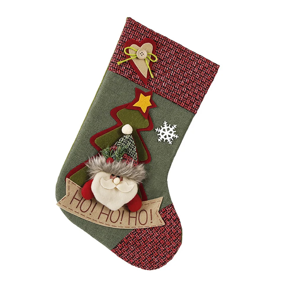 

1pc Christmas Stocking Cartoon Cute Santa Hanging Decor Candies Bags Gifts Bag Xmas Sock for Tree Door Wall Fireplace