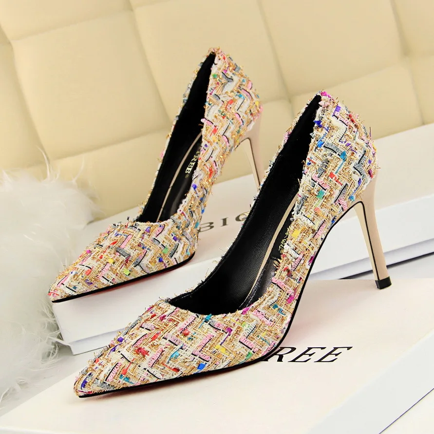 De Talons Mode Haute Mince jaune Air Simples Femmes Base Noir Pointu Pompes Loisirs Dames Clair Mesh Bout sur Super Chaussures Slip Décontracté EFFqrv