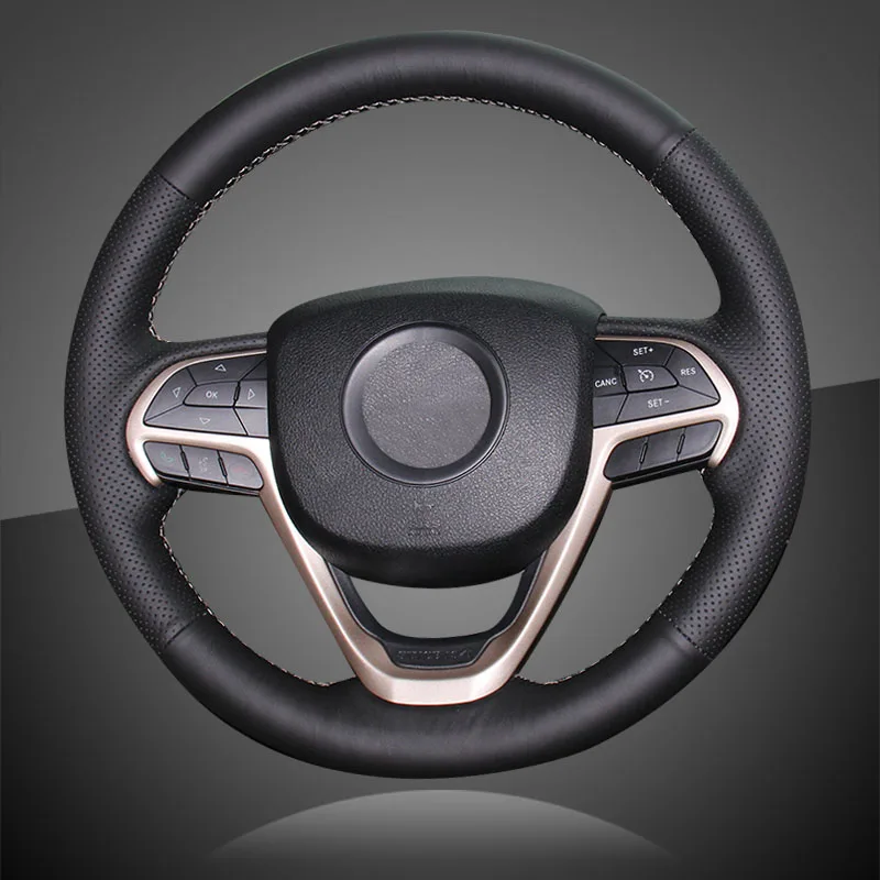 

Hand Stitched Auto Steering Wheel Cover for Jeep Grand Cherokee 2014-2016 Car On The Steering Wheel Cover Interior Accessories