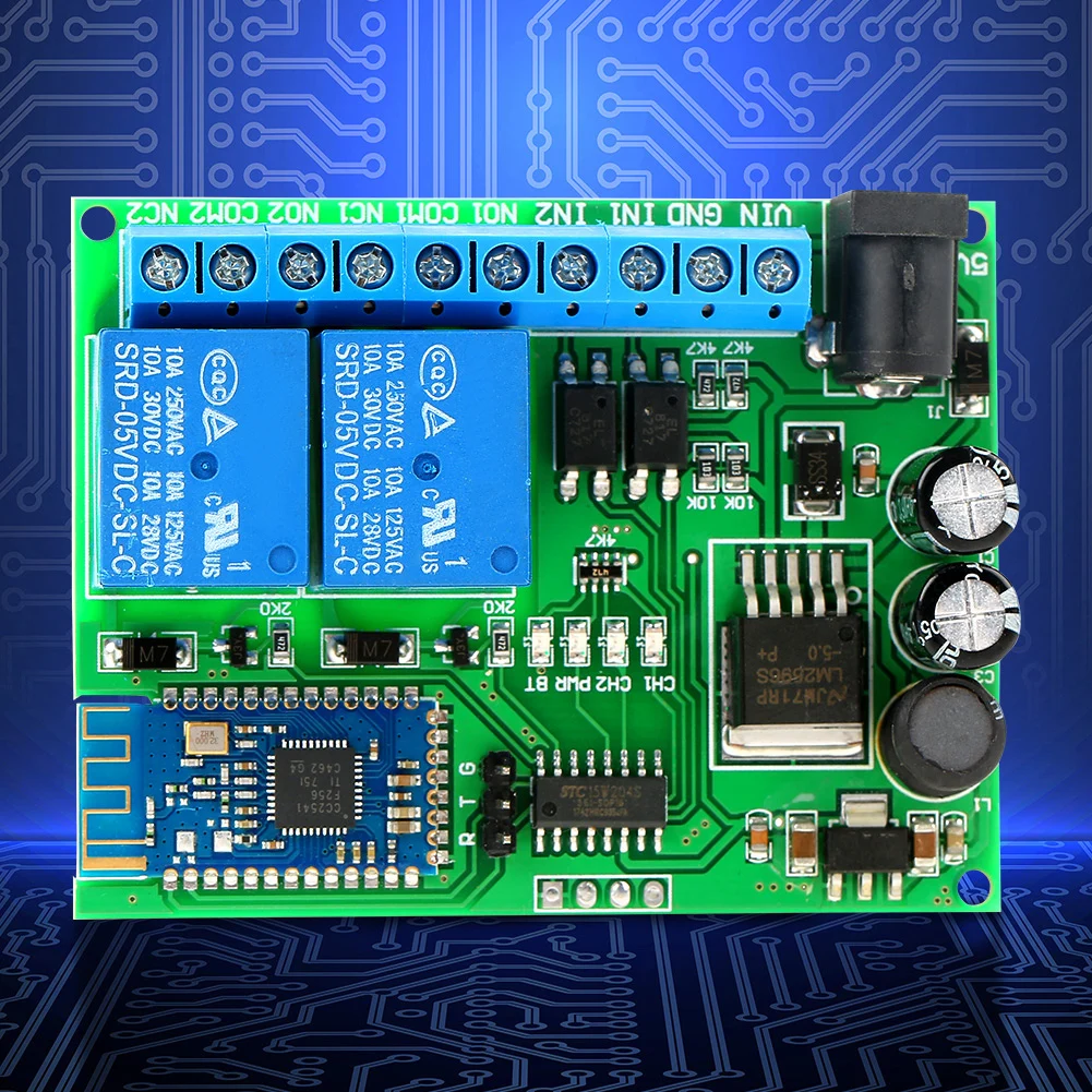 

Hot Sale 2 Channel Bluetooth Relay Delay Module Wireless Remote Control Switch Relay Board