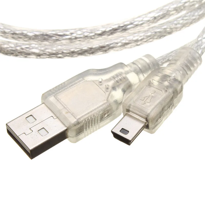 Прозрачный кабель USB 2 0 с двойным штекером типа A для Mini B 5pin Male Y Spliter Кабель зарядки