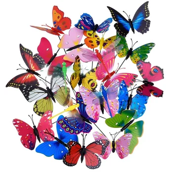 

New 20 Pieces Garden Butterflies Stakes And 4 Pieces Dragonflies Stakes Garden Ornaments For Yard Patio Party Decorations, Tot