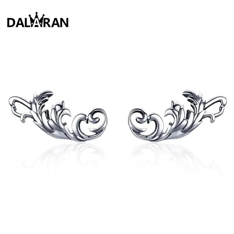 

DALARAN 925 sterling silver eye-catching charm silver curved wings flying free campus wind light jewelry mature female earrings