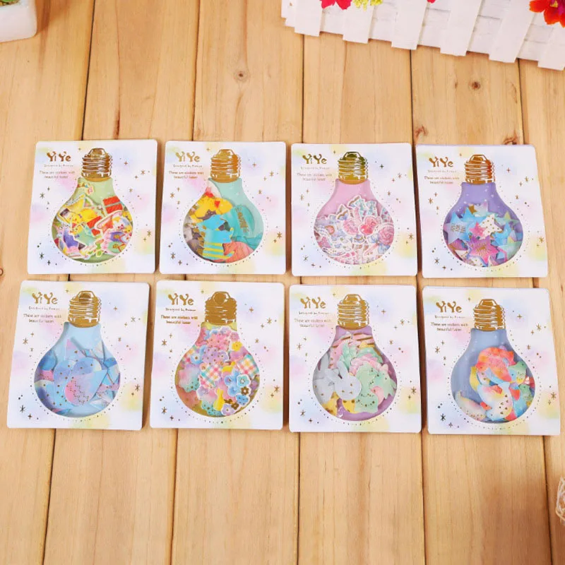 

30pcs Bulb Style Stationery Stickers Watercolor Birds Cat Star Decor Adhesive Stickers For Scrapbooking Decor Material Escolar