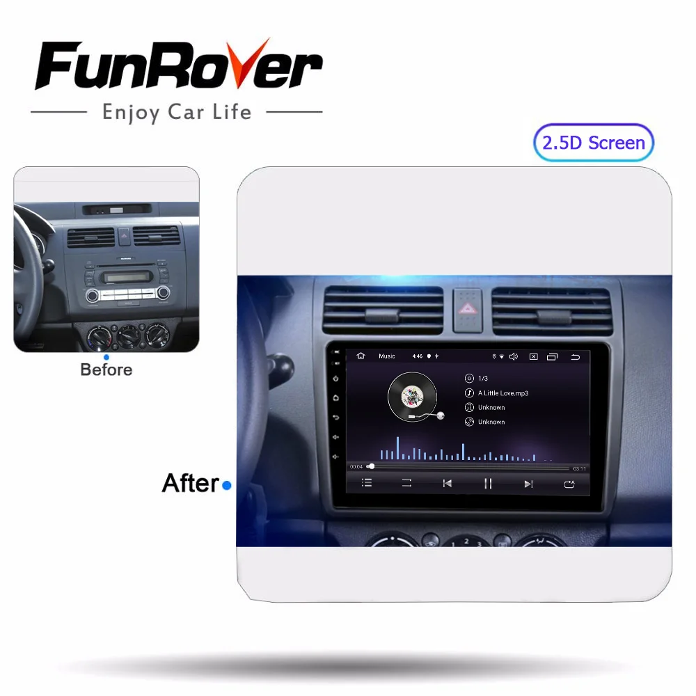 Discount FUNROVER 2.5D+IPS android 9.0 car dvd multimedia player For Suzuki Swift 2005-2018 radio gps navigation stereos autoradio RDS BT 1