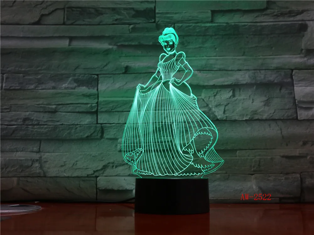 Фигурка принцессы Cindirella Usb 3d светодиодный ночсветильник украшение для девочек