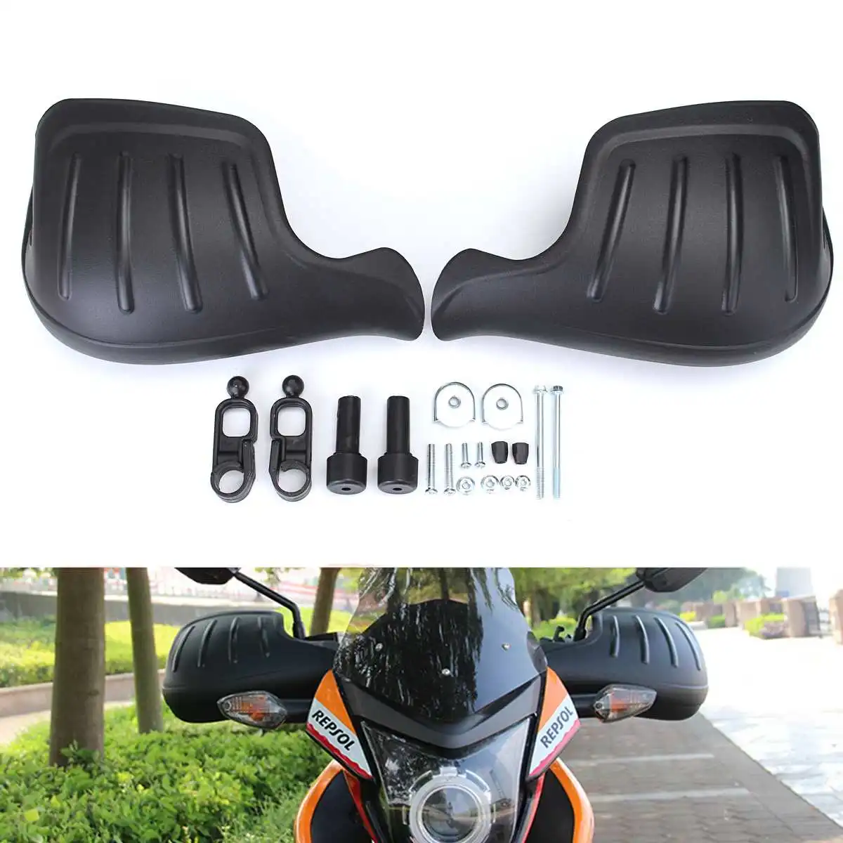 

Autoleader 1 Pair Motorcycle Motorbike Wind Deflector Handguard Hand Guard Protector Shield Black Polypropylene 29 x 20 x 11.5cm