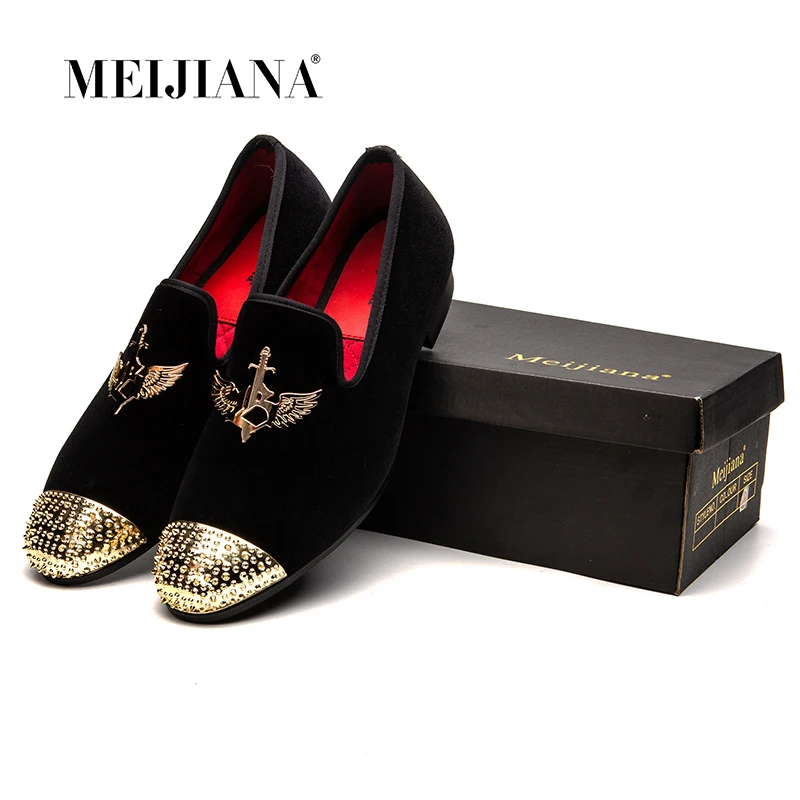 

MEIJIANA 2019 New Wing Type Metal Buckle Handmade Leather Casual Shoes Fashion Brand Men's Shoes Men's Loafers