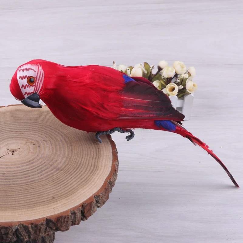 

New 25cm Artificial Parrot Ornament Figurine Parrot Model Toy Lawn Sculpture Garden Decoration Party Home Decor