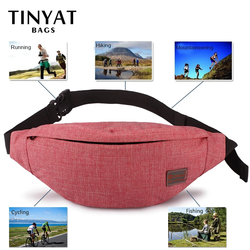 TINYAT عارضة الرجال فاني حقيبة المرأة الكتف الخصر حقيبة ظهر الحقيبة السفر الورك محفظة تربط حول الخصر سير من القنب حقيبة صالح 6.22 بوصة الهاتف T201 ا...