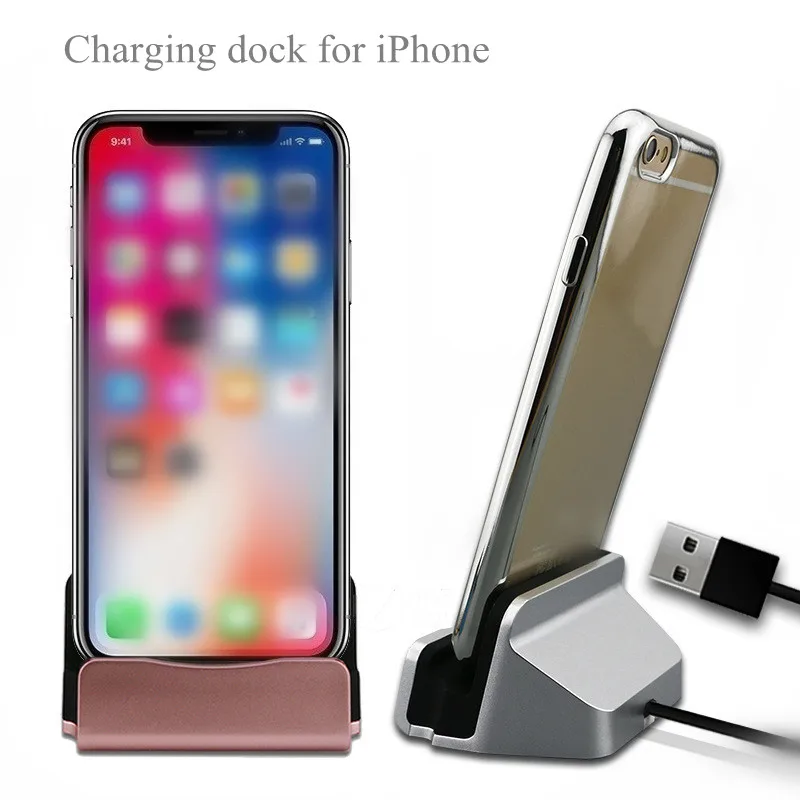 USB Cradle Phone Charger Base for For iPhone X XR XS MAX Kickstand