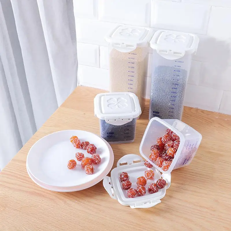 

Transparent Storage Jar Food Cans Multiple Usage Dustproof Moisture Proof Kitchen Seal Pot Household Grain Storage Tank Tools