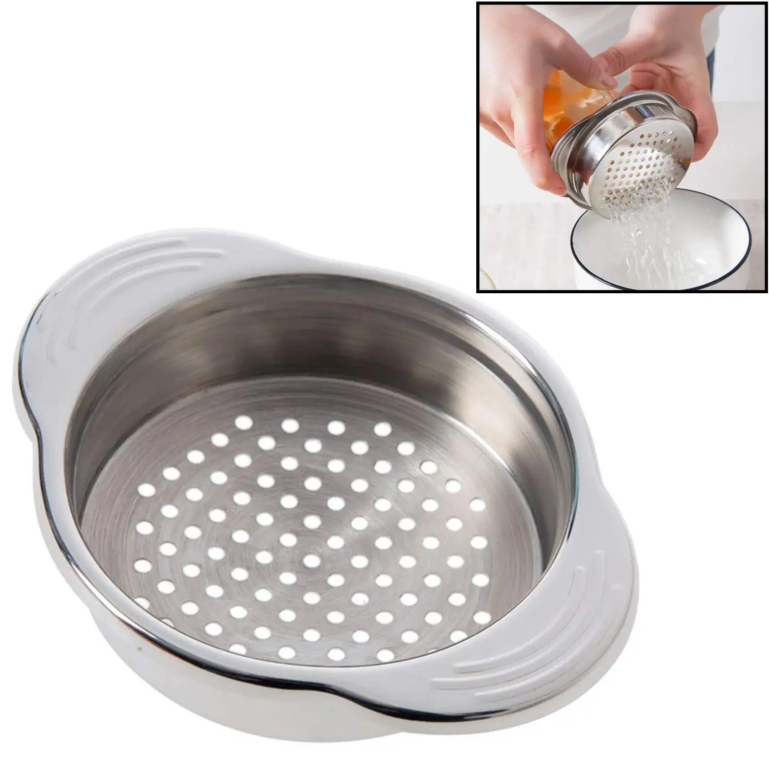 Stainless Steel Food Can Strainer Sieve Tuna Press Lid Oil Drainer