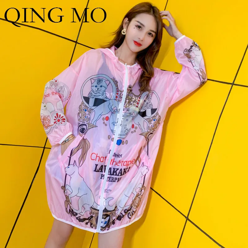 QING MO Женское пальто с рисунком кота рукавом из мультфильма женская розовая