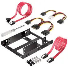 2X2.5 inç SSD 3.5 inç dahili sabit disk sürücüsü montaj kiti braketi (SATA veri kabloları ve güç kablolar dahil)