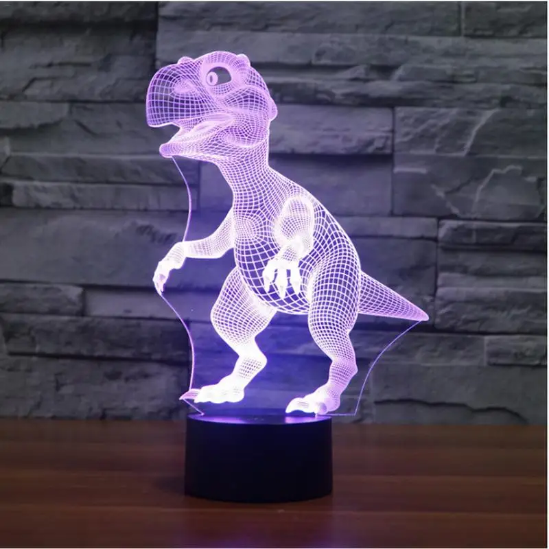 Новинка 3D в форме динозавра лампа сенсорный датчик света Светодиод Nachtlampje 7 цветов Пульт дистанционного управления настольная лампа детский Ночной светильник в качестве подарков