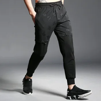 

#1814 Spring Summer Track Pants Men Plus Size 4XL Mens Joggers Hip Hop Black Pencil Harem Streetwear Sweatpants Fake Two Piece