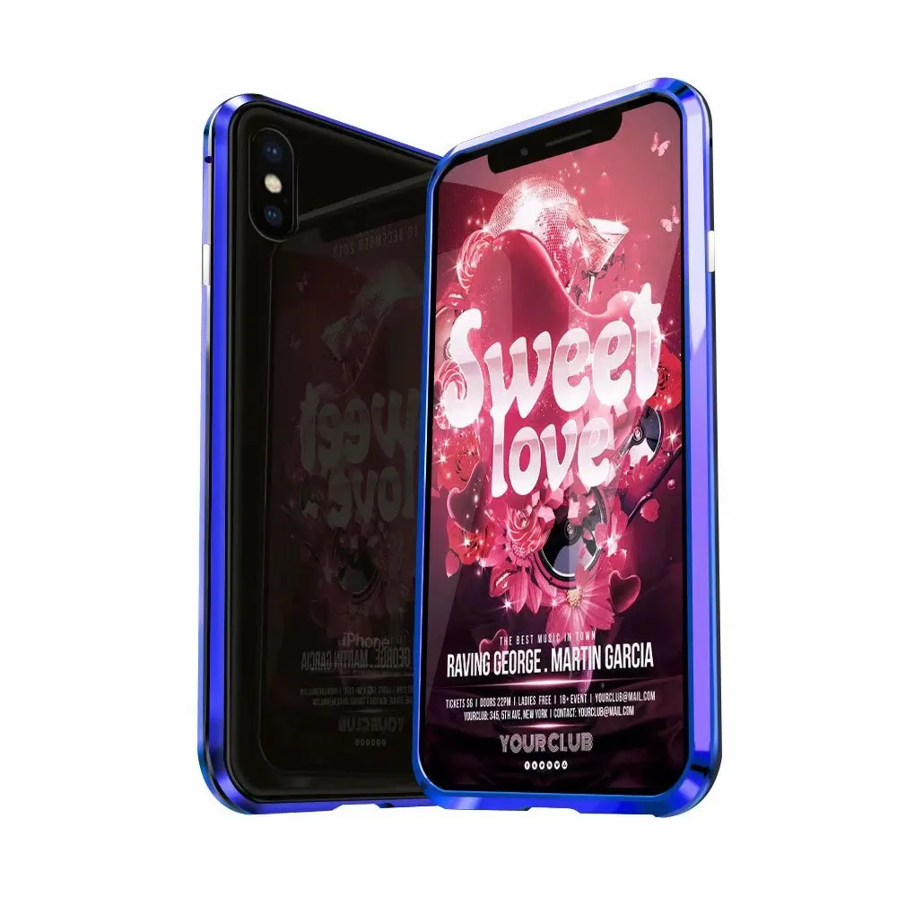 

The second generation armor shockproof metal bumper tempered Glass magnetic Adsorption for iphone 7 8