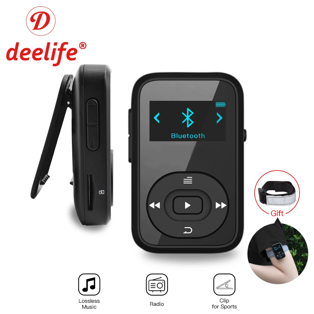 

Deelife Running MP3 Play Bluetooth with Sport Clip Armband Radio 8GB HiFi Music MP 3 Players Mini for Sports