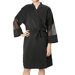 Черный укладки волос анти грязная ткань Парикмахерская гость кимоно халат обертывания спа ванна красота ногтей костюмы Новый 165x140 см