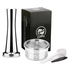 Behogar для многоразового использования капсула из нержавеющей стали набор подстаканников с ложка-кисточка для кофемашины LAVAZZA