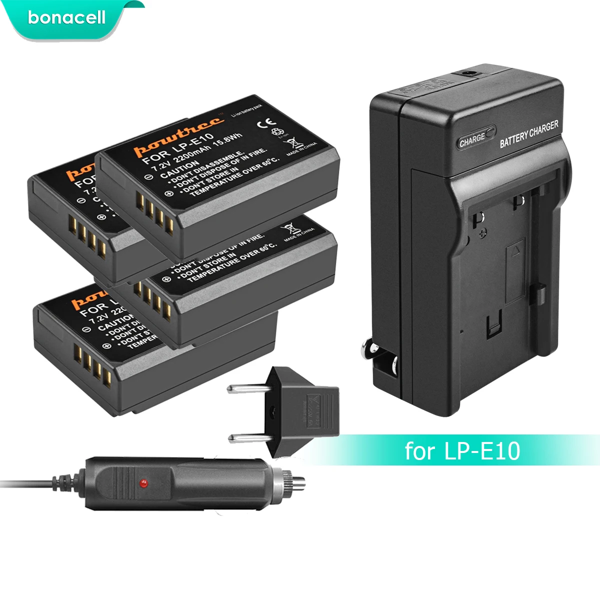 

Bonacell 2200mAh LP-E10 LP E10 LPE10 Camera Battery+Charger For Canon 1100D 1200D 1300D Rebel T3 T5 KISS X50 X70 Battery L10