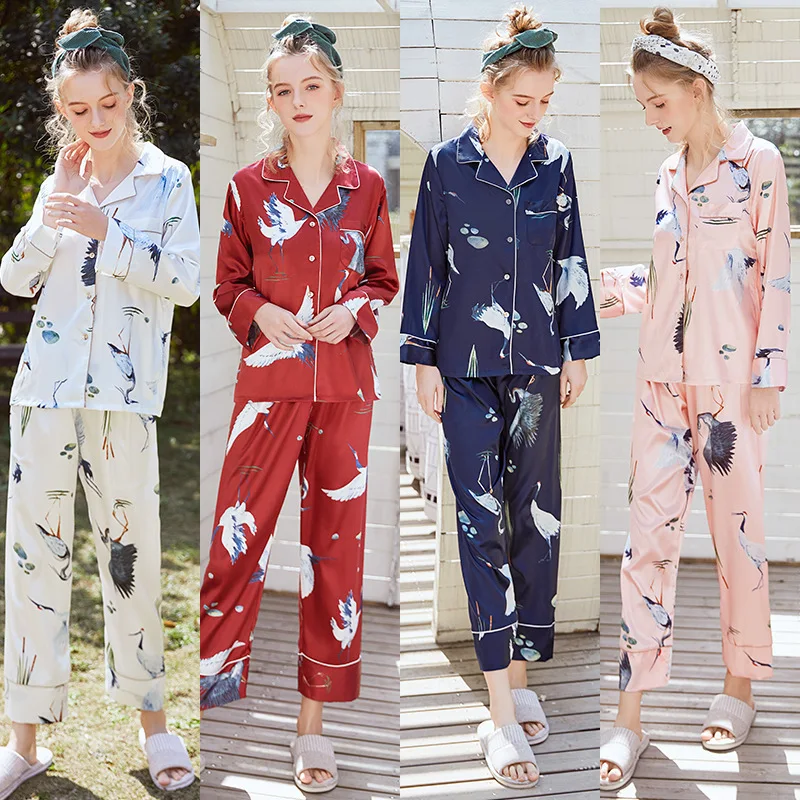 

Long Sleeved with Trousers Women Pajamas Multi Colors M,l,xl Sizes Clothes with Animals Printing Female Sleepwear Women's Suit