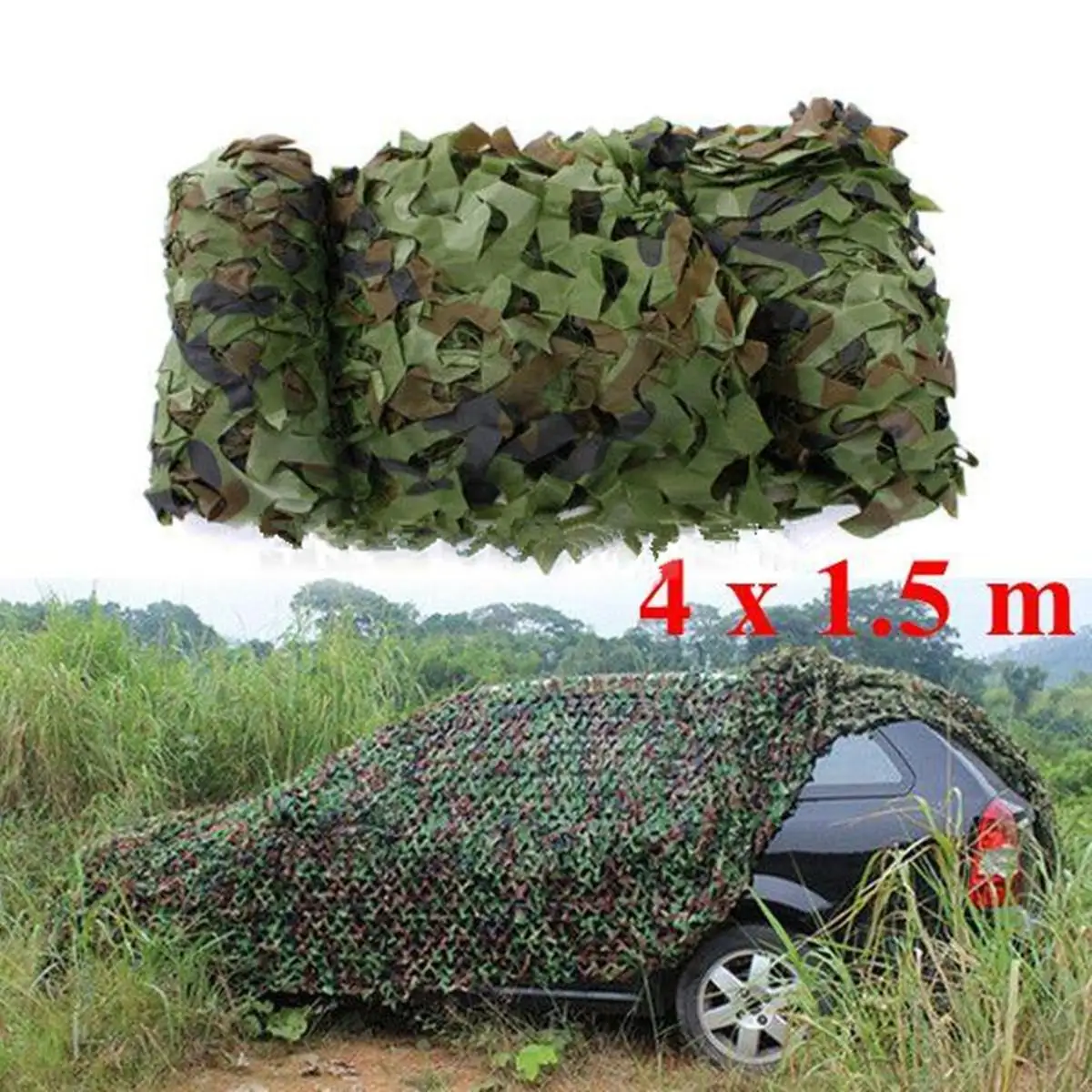 

4x1.5m Outdoor Woodland Camo Net Military Camouflage Netting Mesh Games Net Hunting Camping Netting Cover Sun Shelter