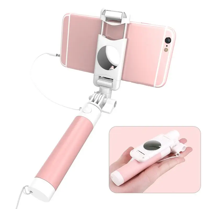  New Universal Selfie Stick Self-timer Lever Mini Foldable Wired Selfie Stick For IPhone 6 6S For Samsung Huawei Mobile Phone