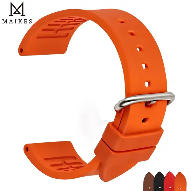 US $12.01 MAIKES 20mm 22mm 24mm fluororubber rubber watchbands orange sports smart watch band strap watch acc