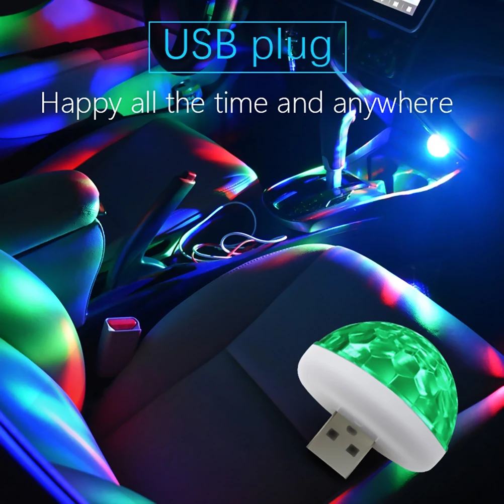 Мини Портативный USB Автомобильный светодиодный декоративный светильник RGB атмосферный светильник авто Интерьер светодиодный USB Дискотека Сценический светильник s